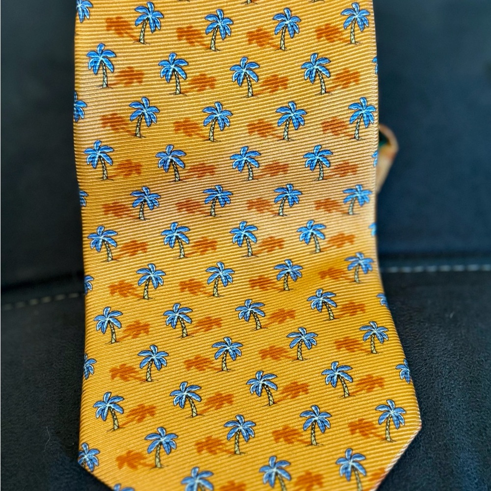Yellow Palm Tree Patterned Tie